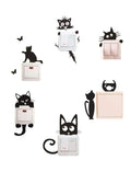 Removable Switch Sticker, 6 Pcs Cute Black Cats Cartoon Wall Sticker, Light Switch Decor Decals, Family DIY Decor Art Stickers H