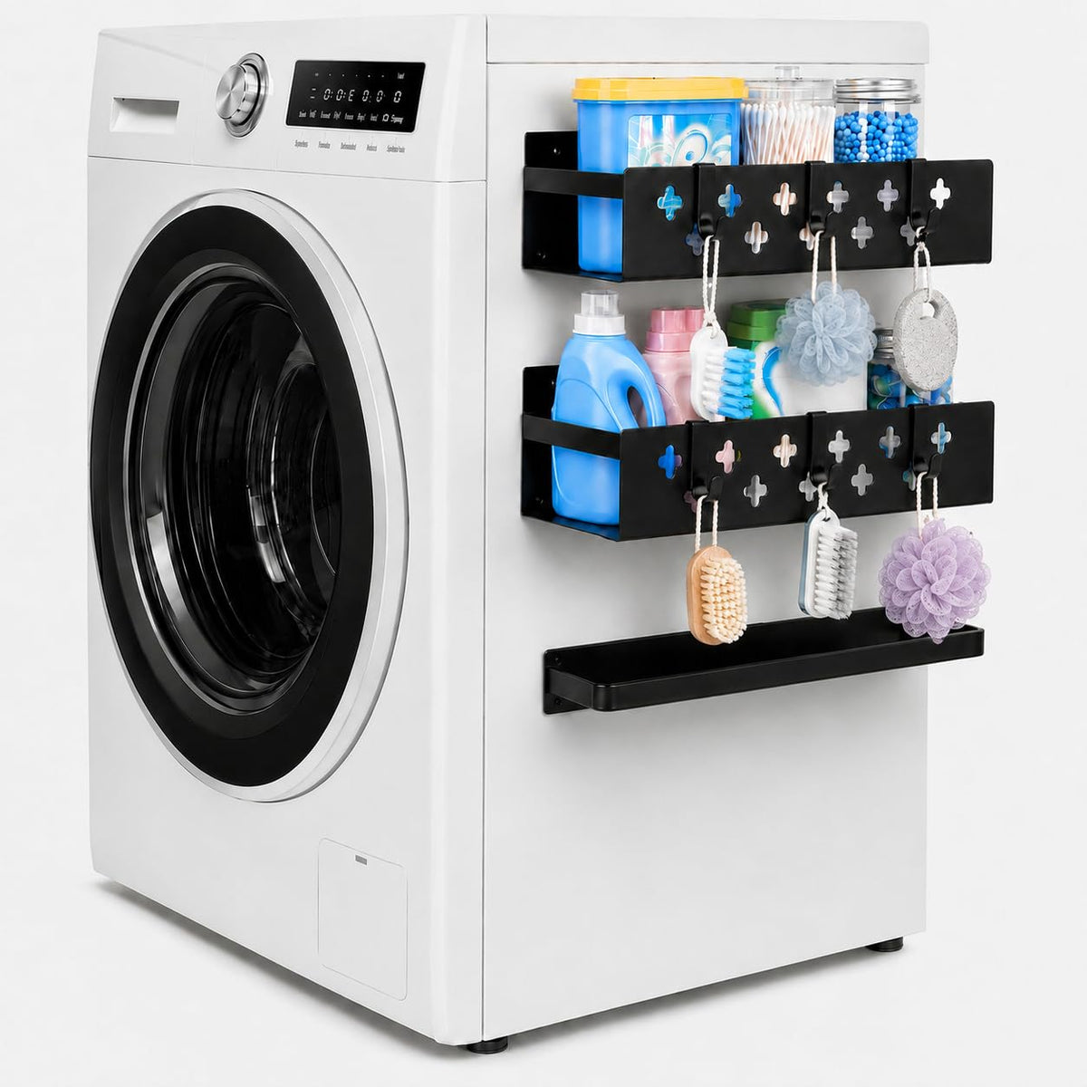 Linidcoud Laundry Room Organization, 2 Pack Magnetic Shelves Laundry Organizer, Strong Multipurpose Magnetic Shelf for Bathroom 