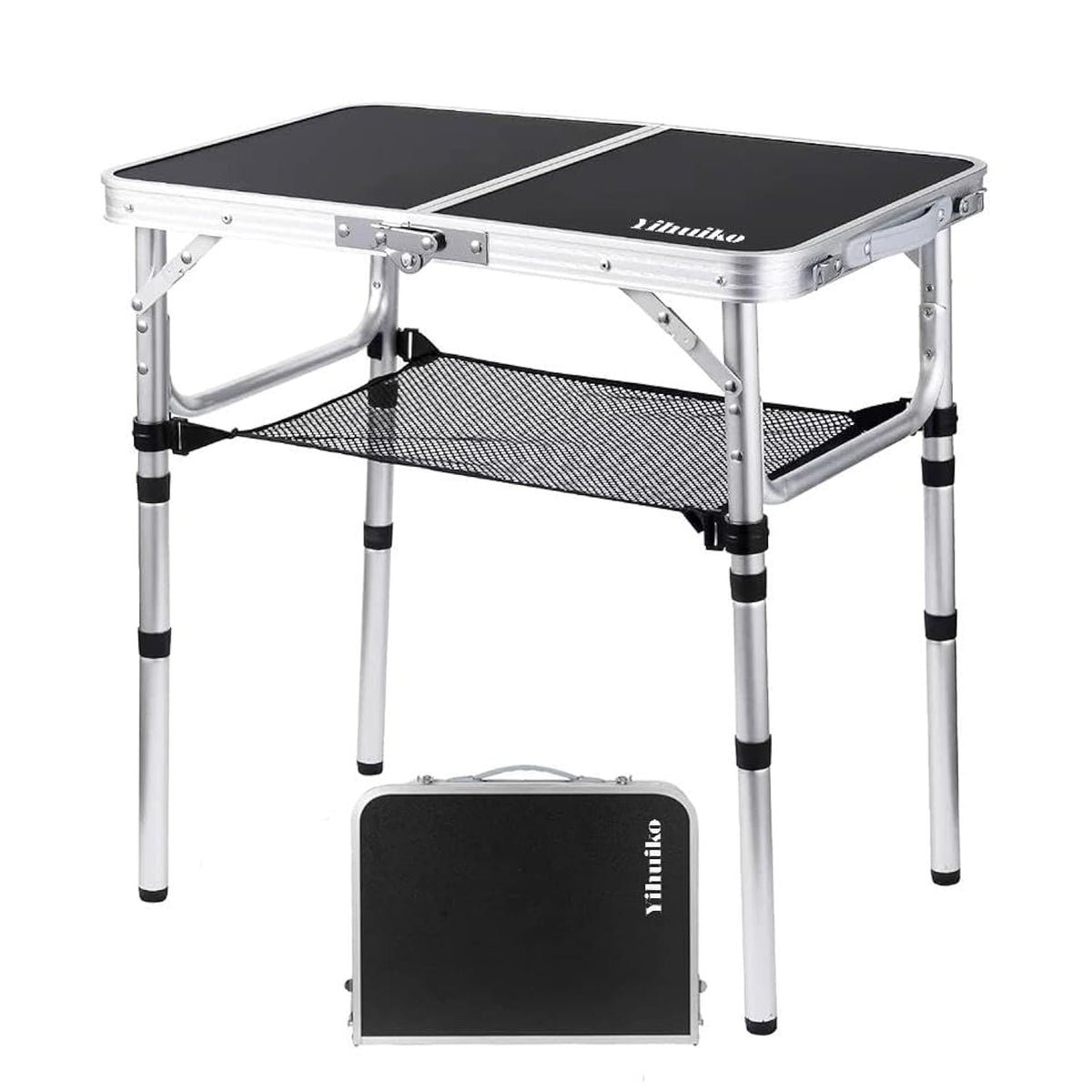 Yihuiko Folding Picnic Table, Camping Table, Adjustable Height Folding Table, Portable Aluminum Small Table With Handle For Picnic, Bbq, Indoor, Office