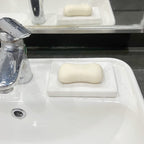 Stoneplus Natural Smooth Real Marble Soap Dish/Facial Sponge Holder/Bathroom Makeup Sponge Tray With Draining Hole (Volakas Whit