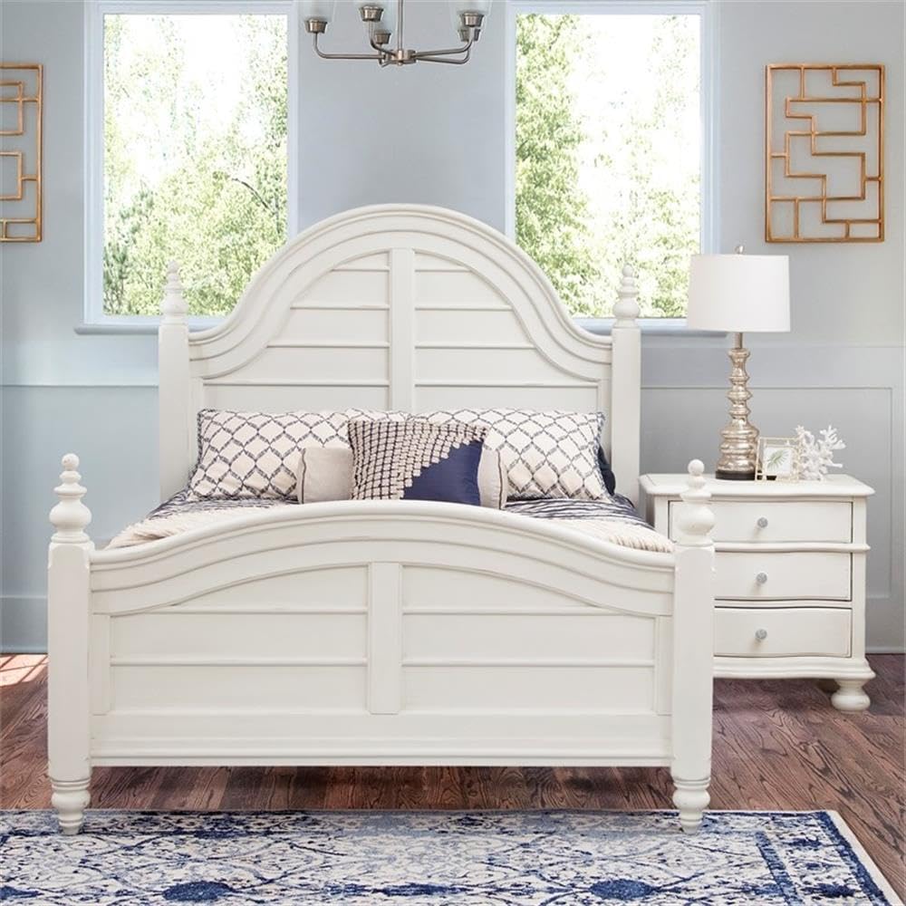 American Woodcrafters Rodanthe Dove White Queen Wood Panel Bed