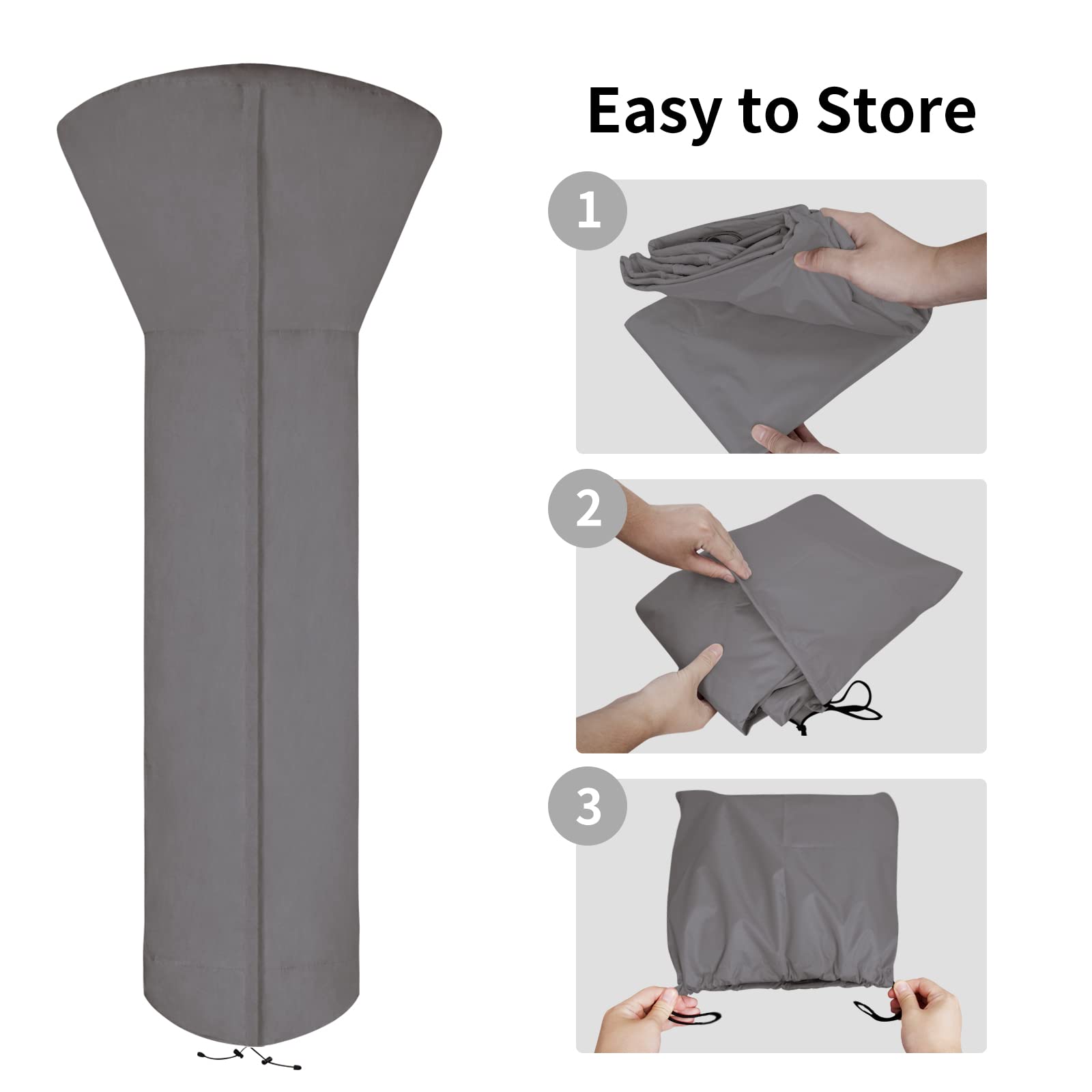 Easy-Going Patio Heater Cover With Zipper And Storage Bag, Waterproof Outdoor Heater Cover Dustproof, Uv-Resisant, Wind-Resistant (89'H X 33'D X 19'B, Grey)