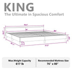 vidaXL Velvet Bed Frame Platform Bed, Scandinavian Style/Slats Support/No Box Spring Needed/Without Mattress/Easy Assembly, Dark Grey King Bed