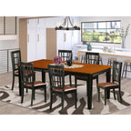 East West Furniture QUNI7-BCH-LC 7 Piece Dining Room Table Set Consist of a Rectangle Wooden Table with Butterfly Leaf and 6 Faux Leather Kitchen Dining Chairs, 40x78 Inch, Black & Cherry