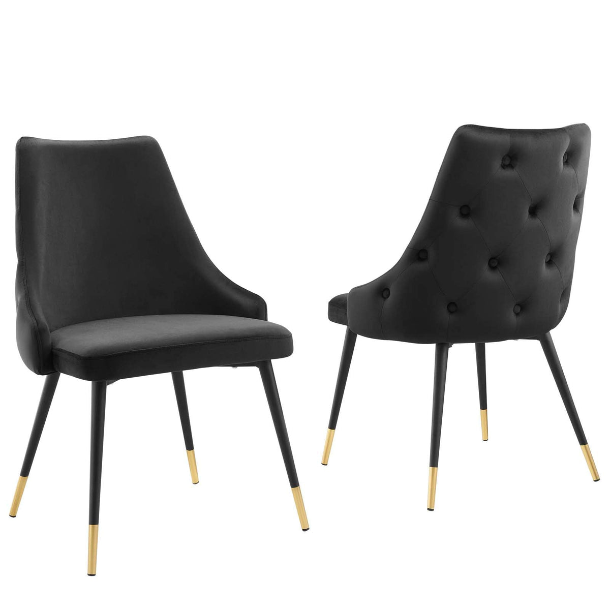 Modway Adorn Tufted Performance Velvet Accent, Dining Side Chair - Set Of 2, Black