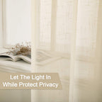 Miulee 2 Panels 108 Inch Natural Light Beige Linen Semi Sheer Window Curtains Elegant Solid Drapes Grommet Top Window Voile Pane