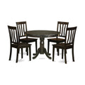East West Furniture HLAN5-CAP-W 5 Piece Dining Table Set for 4 Includes a Round Kitchen Table with Pedestal and 4 Kitchen Dining Chairs, 42x42 Inch, Cappuccino