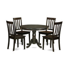 East West Furniture HLAN5-CAP-W 5 Piece Dining Table Set for 4 Includes a Round Kitchen Table with Pedestal and 4 Kitchen Dining Chairs, 42x42 Inch, Cappuccino