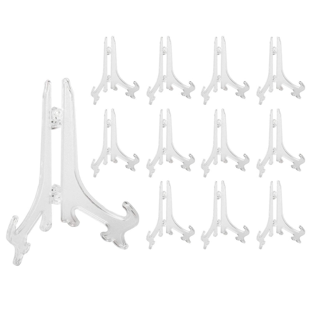 Super Z Outlet Clear Plastic Easels or Stand/Plate Holders to Display Pictures, Placecards, or Other Items at Weddings, Home Dec