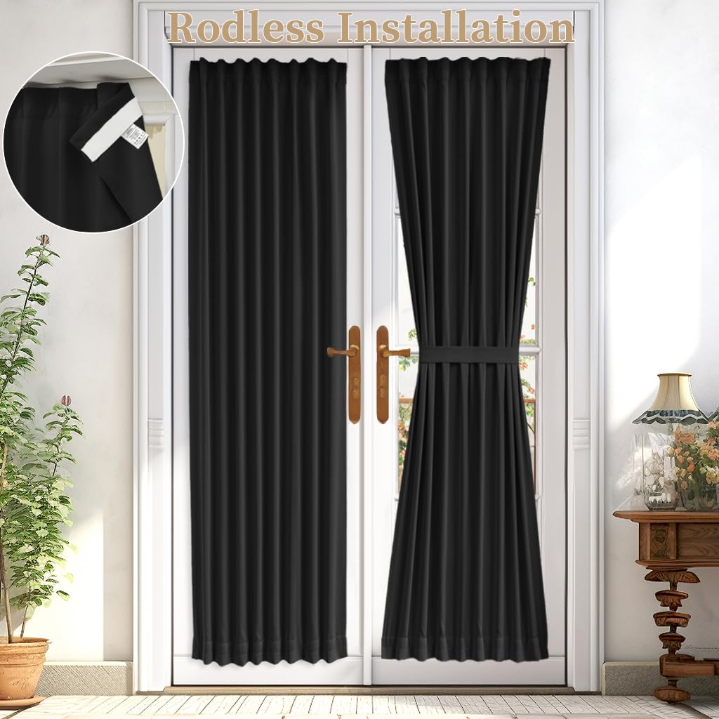 Vatge Black Out Door Panel Curtain - Sidelight Curtains for Front and French Doors, Back Door Window Treatment for Fornt Door, 1