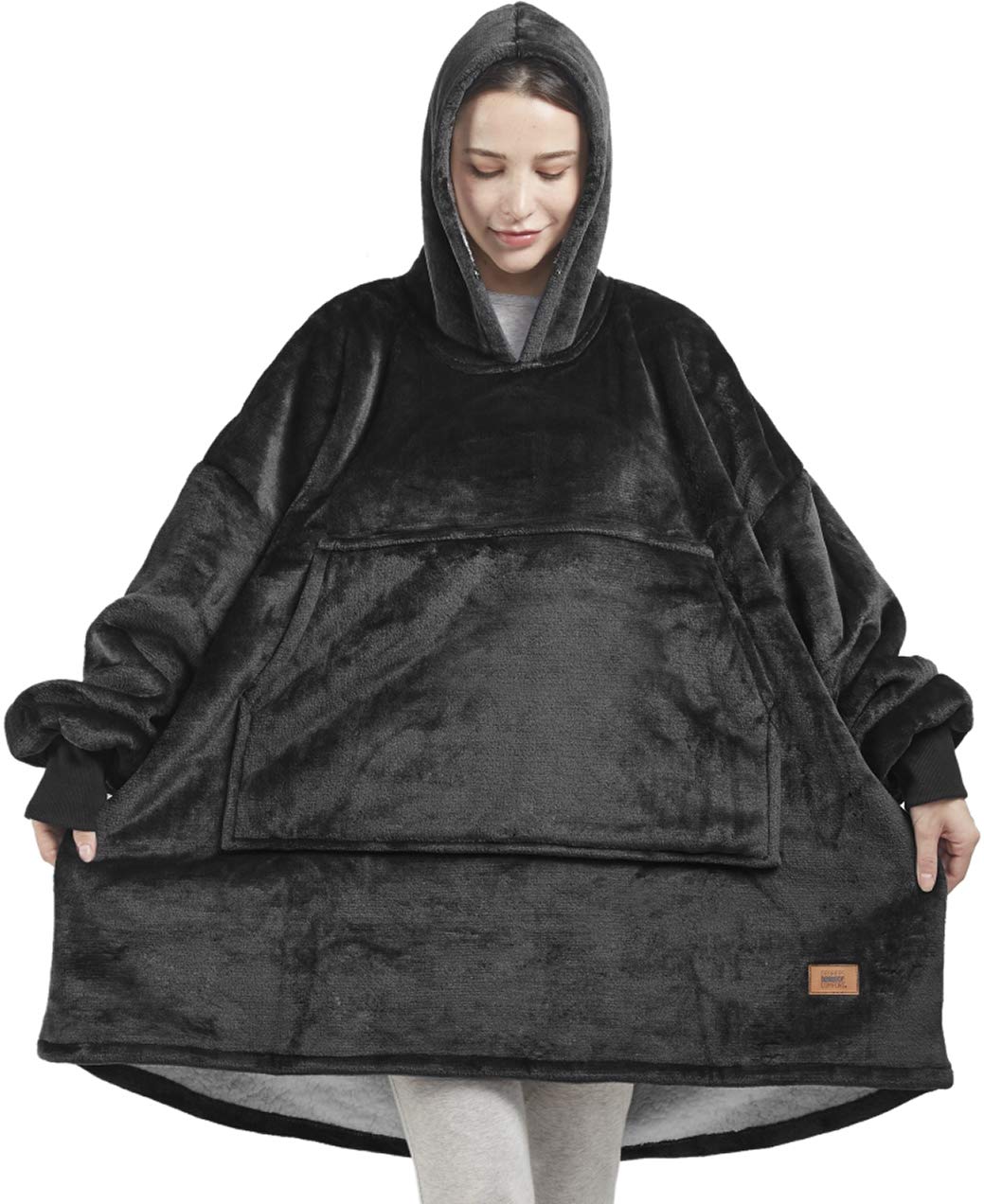 Degrees Of Comfort Wearable Blanket Hoodie For Women Men Adults, Cozy Oversized And Warm Sherpa Lined Hooded Sweatshirt Blankets