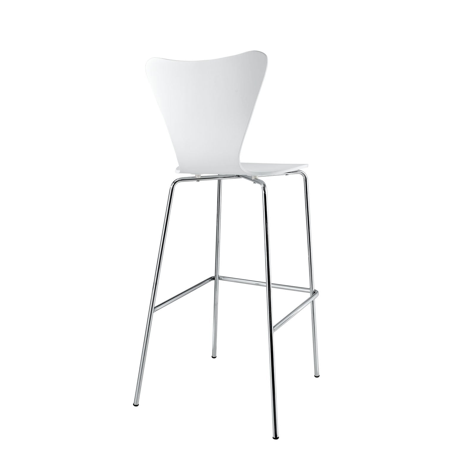 Modway Ernie Mid-Century Modern Wood Bar Stool In White