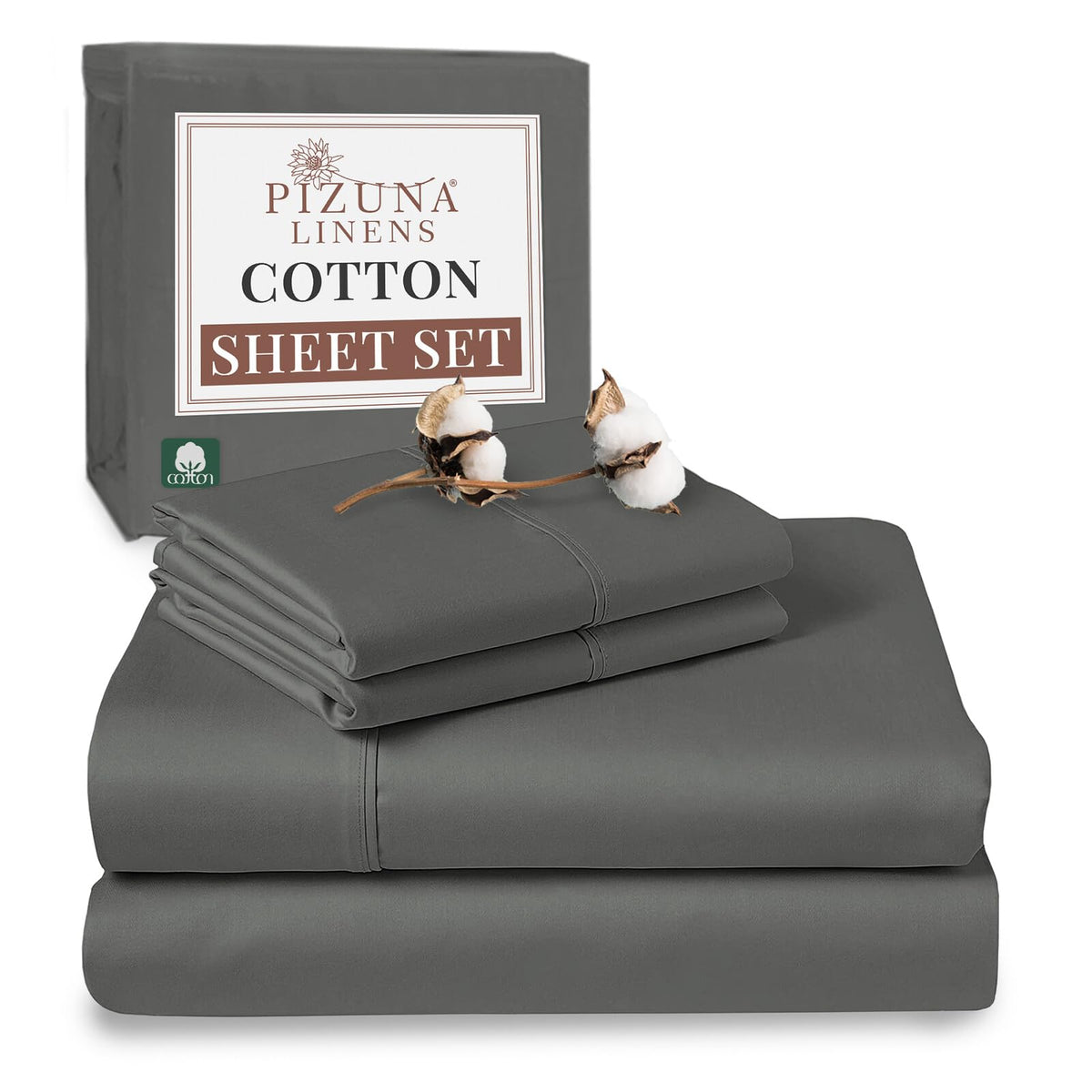 Pizuna Pure 100% Cotton Sheets Rv Queen Size, Luxurious 400 Thread Count Long Staple Cotton Sateen Sheets Rv Queen With 15'' Dee
