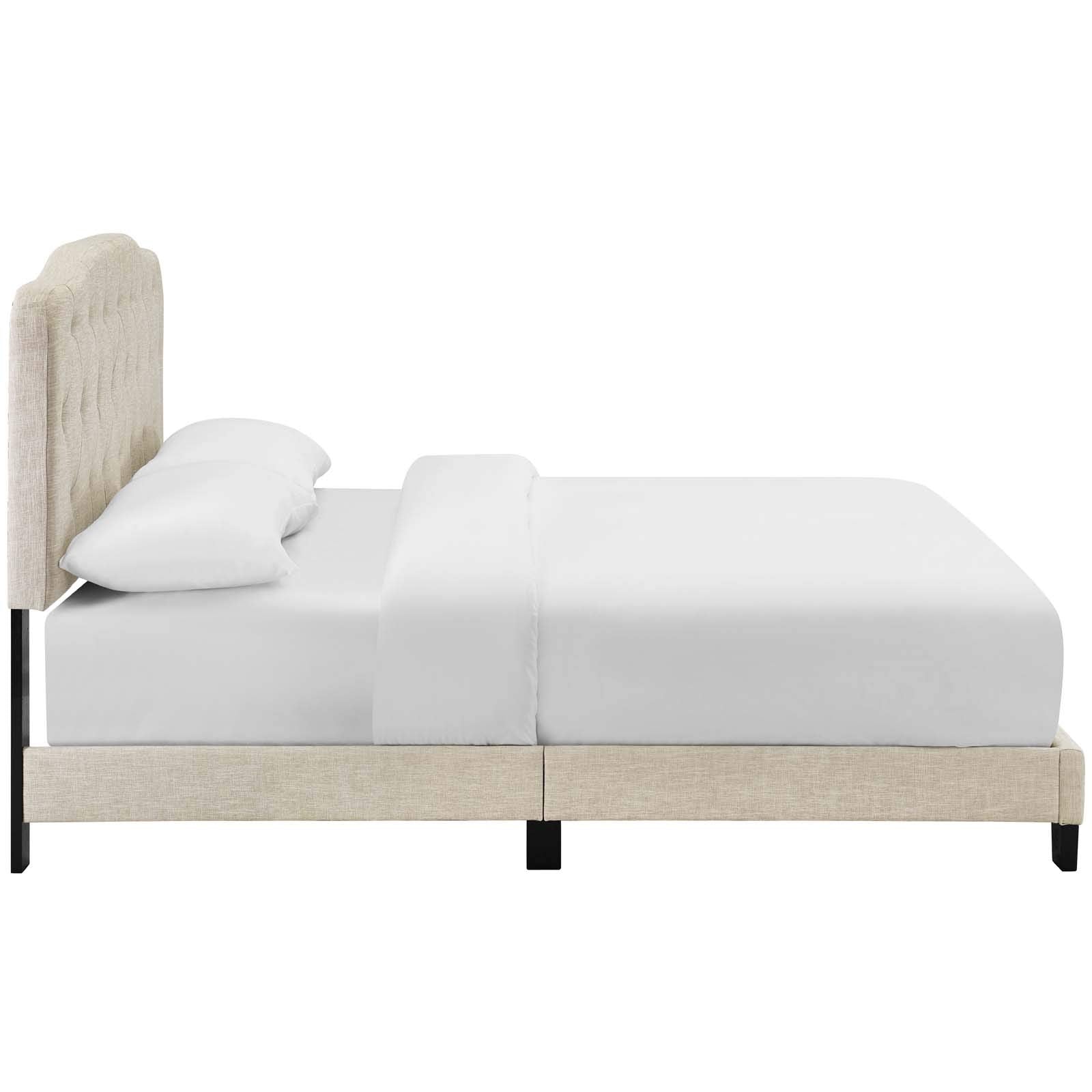 Modway Amelia Tufted Fabric Upholstered Full Platform Bed In Beige