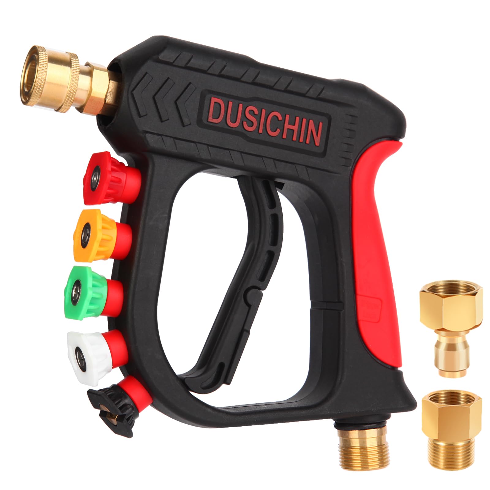 Dusichin Pressure Washer Short Wand High Power Spray Gun 5 Nozzle Tips Car Wash Foam Gun Foam Cannon Attachment 1/4' Quick Conn