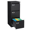 SISESOL 3 Drawer File Cabinet with Lock and Tag,Narrow Three Drawer Filing Cabinet,Vertical Metal File Cabinets,Small Black Fili