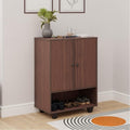 Royaloak Cosmos Shoe Rack With 2 Door Storage, Engineered Wood, Melamine Finish, Wooden With Sturdy Construction, With Back Shee