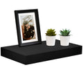 Welland 16 Inch Black Mission Floating Shelves For Wall, Bathroom Wall Mount Shelves, Wood Modern Display Shelves, Book Shelves,For Bedroom,Living Room And Kitchen