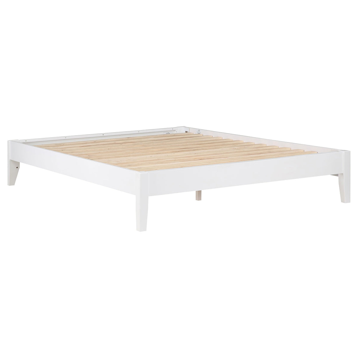 Coaster Home Furnishings Hounslow Contemporary California King Size Pine Wood Platform Bed Frame Headboard Compatible Bed Base White 306128KW