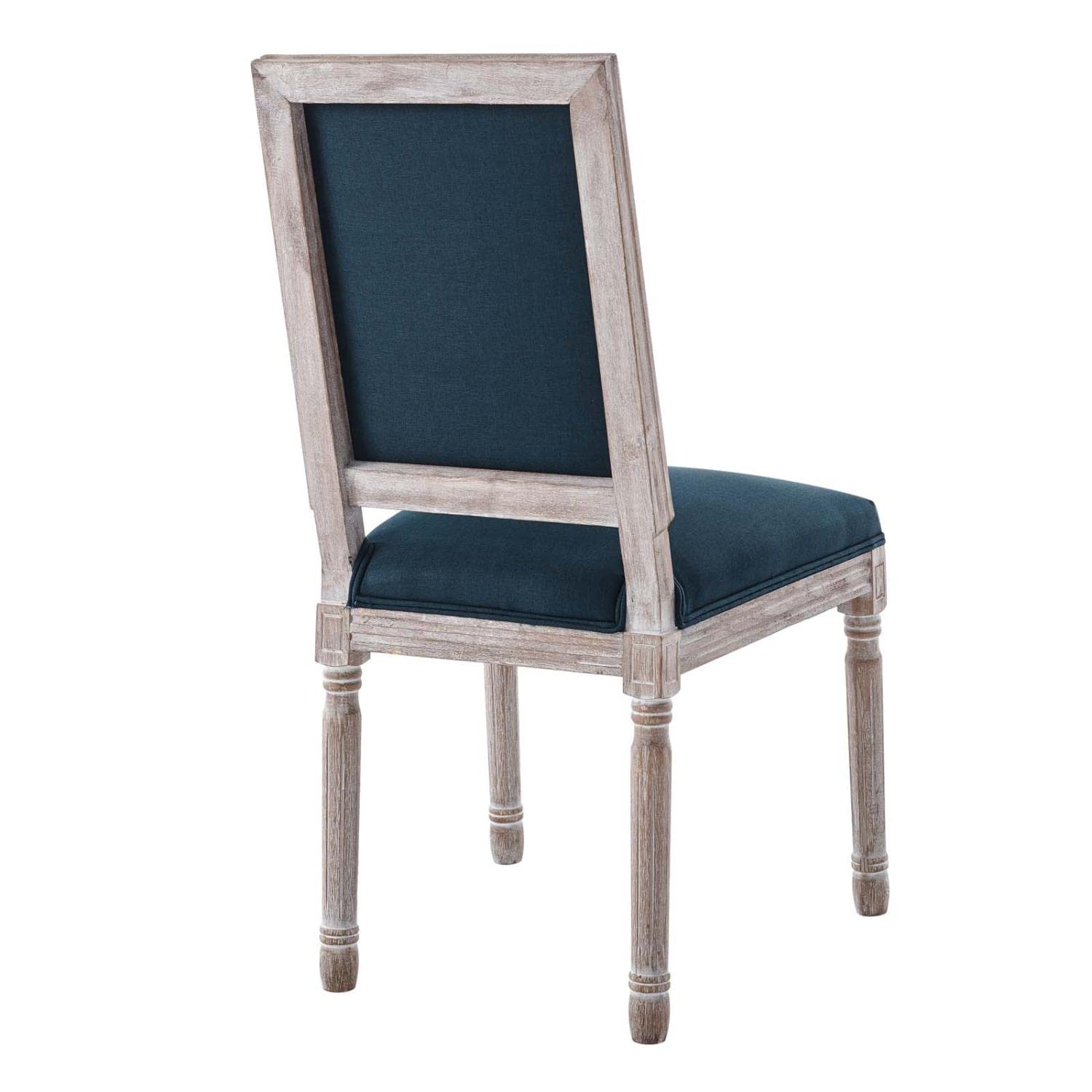 Modway Court French Vintage Upholstered Fabric Dining Chair in Natural Blue 22.5 x 19.5 x 38.5