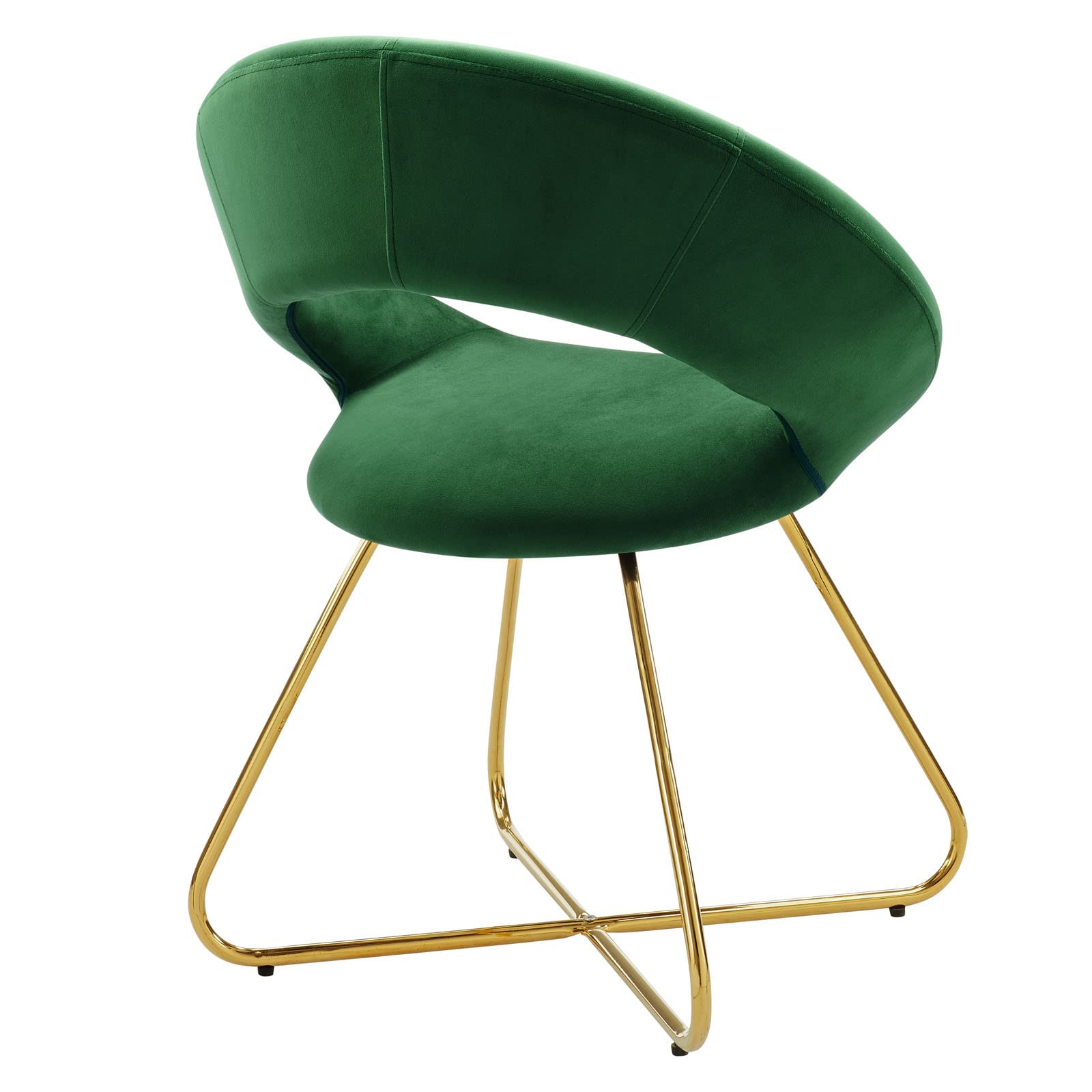 Modway Nouvelle 19" Velvet Dining Chairs in Gold/Emerald Green (Set of 2)
