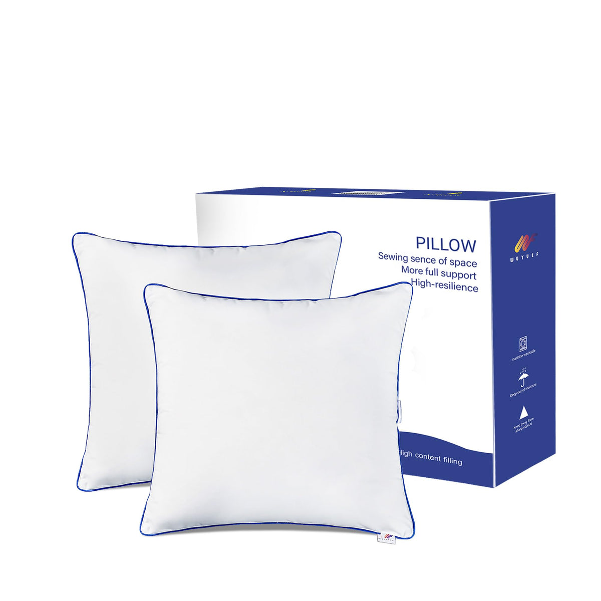 Wuuyuef Pillow Inserts18X18 Set Of 2 Indoor Euro Pillow Insert Bed And Couch Square Soft Throw Pillow,White