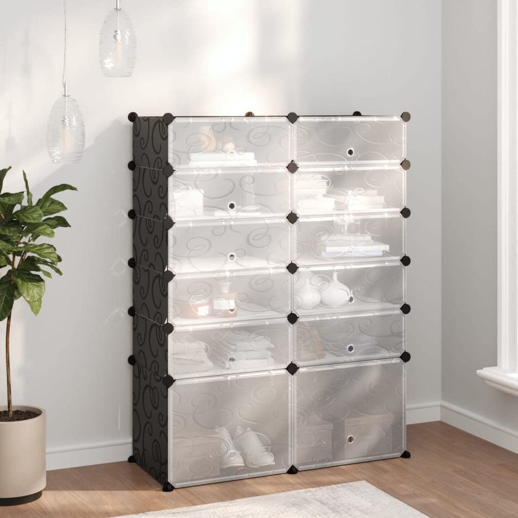 vidaXL Shoe Rack - Storage Solution for Home or Office - Black - 37&quot;x14.6&quot;x49.2&quot; - PP Material with Strong Steel Frames
