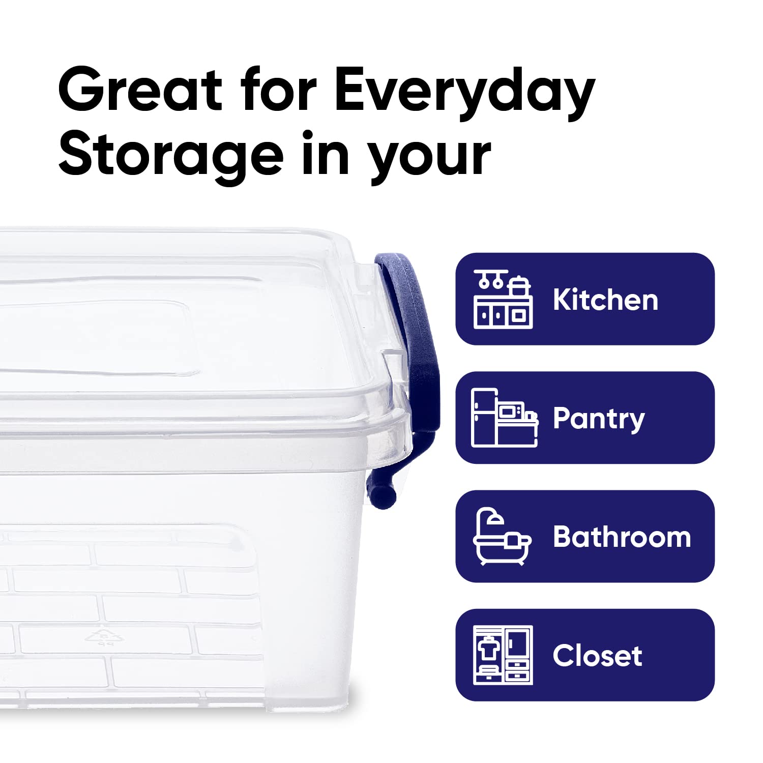 Superio Clear Storage Bins With Lids, Stackable Storage Box With Latches And Handles, Extra Small, 2 Pack 2 Quart