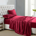 Lanest Housing Silk Satin Sheets, California King Size Silk Bed Sheet Set With Deep Pockets, Cooling Soft And Hypoallergenic Sat