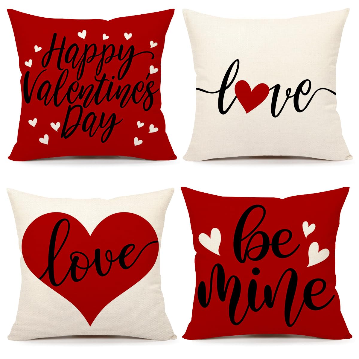 4Th Emotion Valentines Day Pillow Covers 18X18 Set Of 4 Spring Farmhouse Decor Red Love Holiday Decorations Throw Cushion Case F