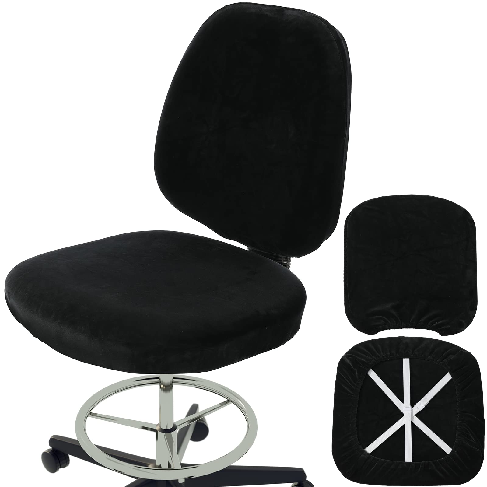 BUYUE Task Office Chair Cover, Super Soft Velvet Stretch Washable Computer Desk Armless Chair Slipcover Dustproof Protectors (Se
