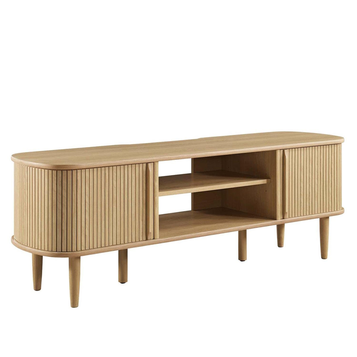 Modway Contour Mid-Century Modern 55&Quot; Media Tv Stand In Oak, 15 X 54.5 X 18.5