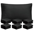 Freshculture Black Pillowcases Queen Size 12 Pack - Bulk Pillowcase Set - Envelope Closure - Soft Brushed Microfiber Fabric - 20