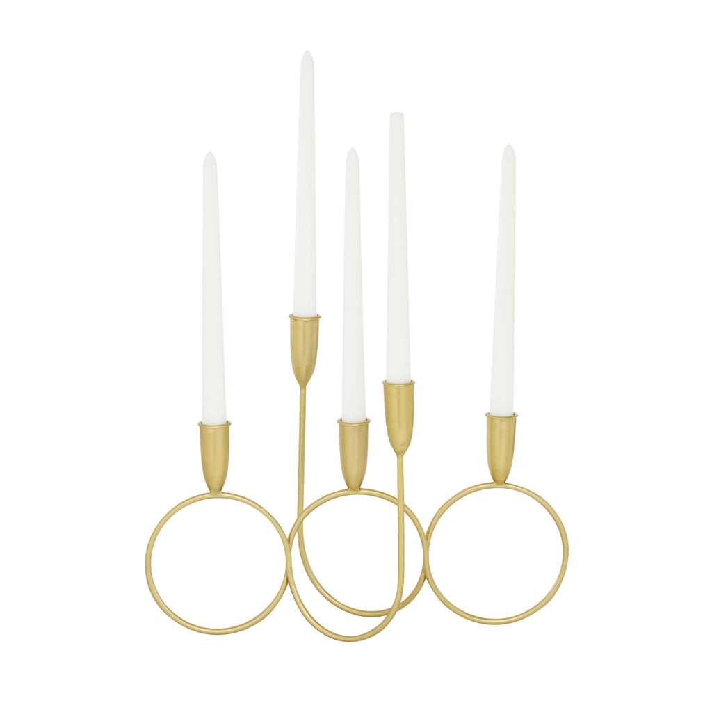 CosmoLiving by Cosmopolitan Metal Candelabra, 15'' x 5'' x 11'', Gold