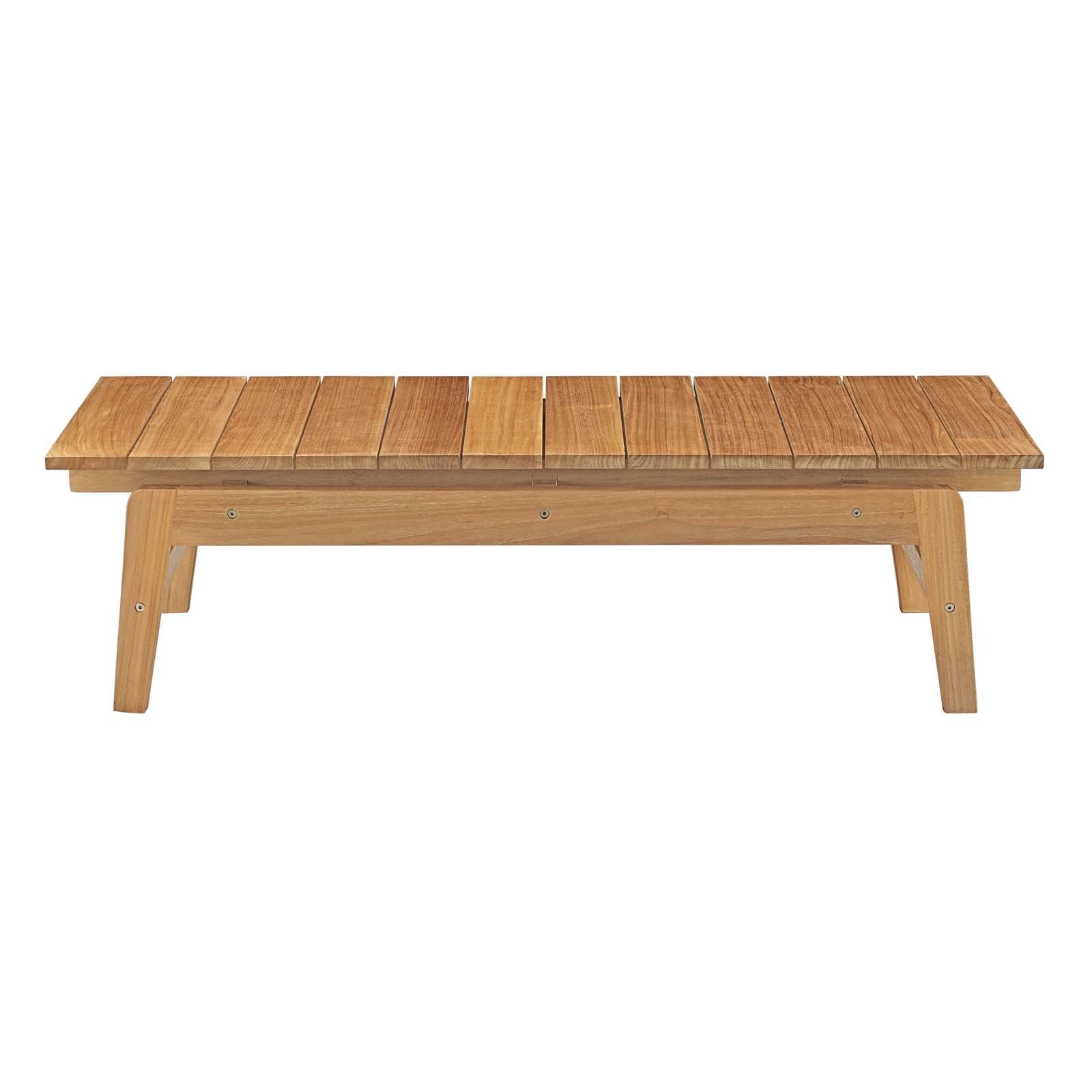 Modway Bayport Teak Wood Outdoor Patio Coffee Table In Natural