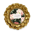 Laura Ashley 4x4 Gold Round Resin Ornate Flower Design Picture Frame with Beaded Border, for Tabletop and Wall Display, Floral H