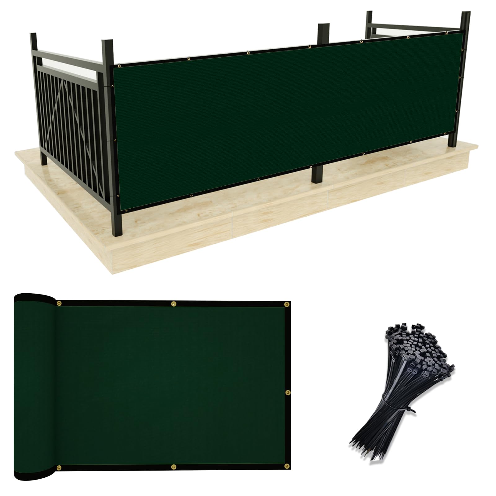 Upgrade Balcony Privacy Screen Fence Commercial Shade Cover 3 ' X 16 ' With Ties Durable And Uv Resistant Perfect For Deck Patio