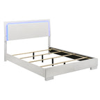 Coaster Home Furnishings Felicity Contemporary Leatherette Upholstered Queen Size LED Panel Bed Frame 49-inch Headboard White High Gloss 203500Q