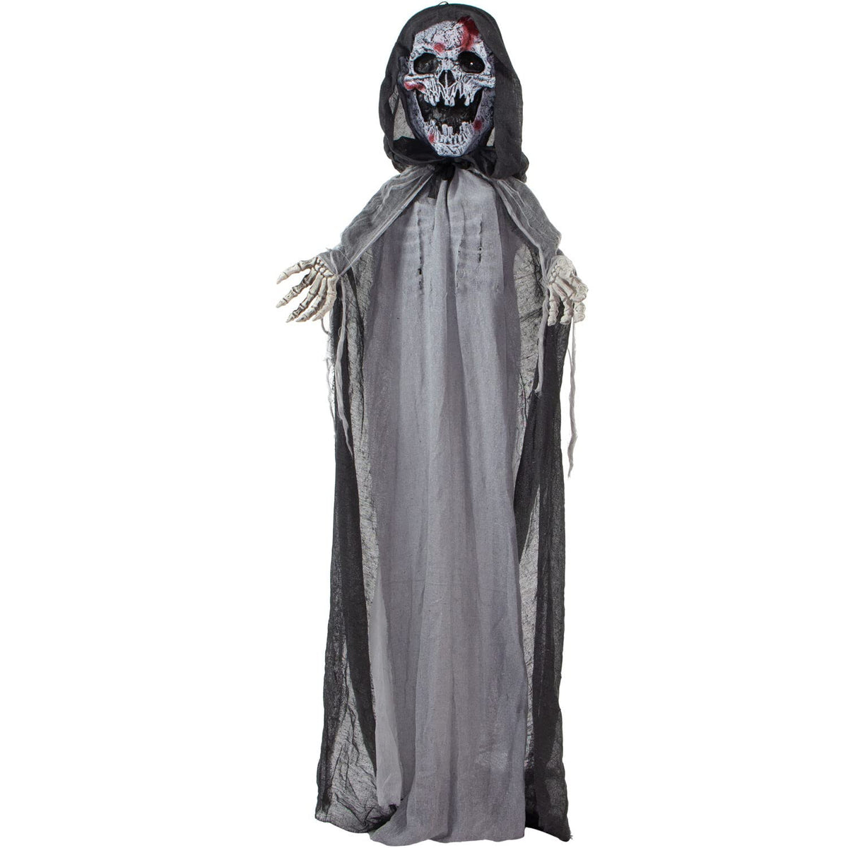 Haunted Hill Farm 6-Ft. Crab The Animated Skeleton Reaper With Moving Rib Cage, Indoor Or Covered Outdoor Halloween Decoration, Battery Operated