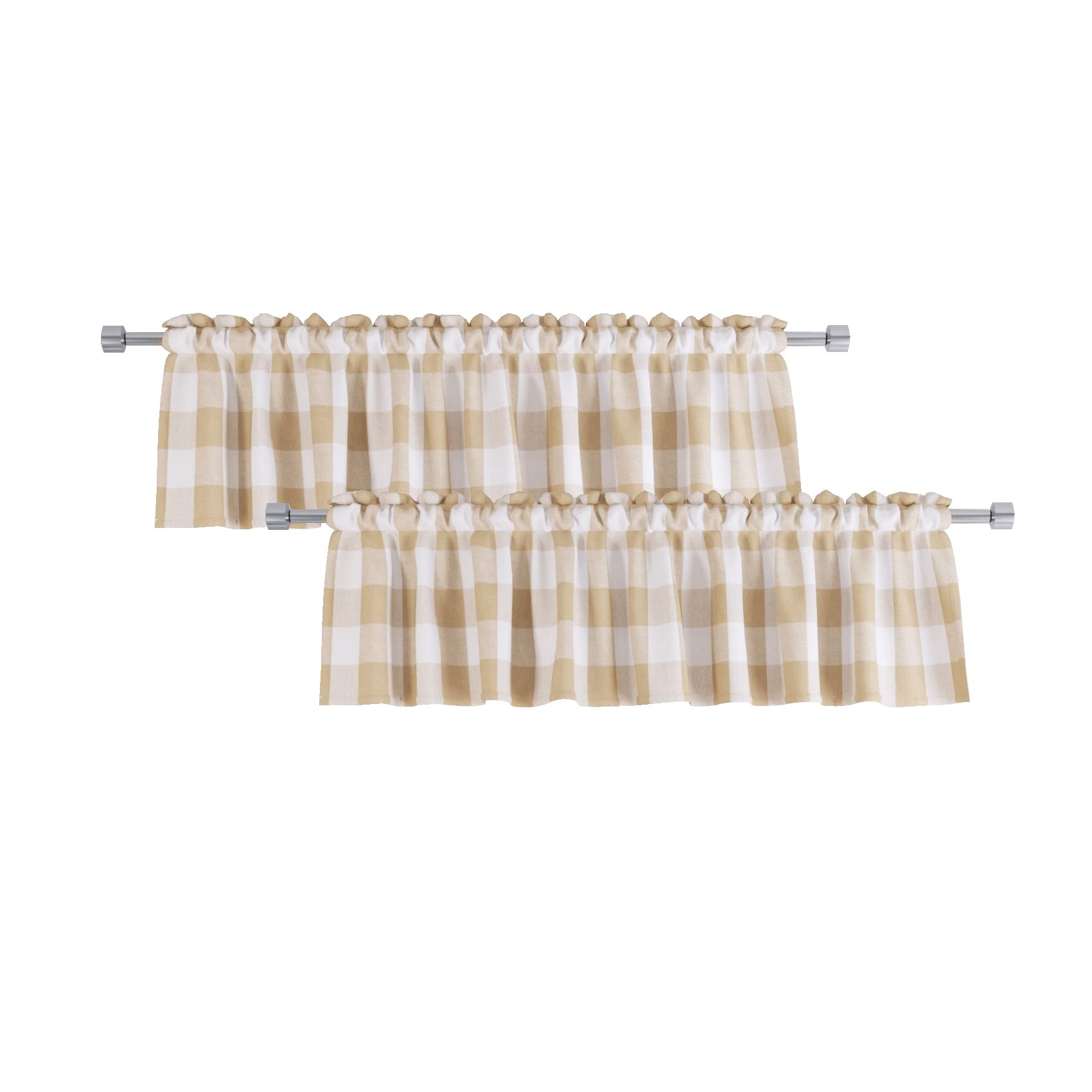 2 Pack Buffalo Check Valances Gingham Plaid Window Treatment Living Room 18 Inches Long Classic Bedroom Bathroom Rod Pocket Coun