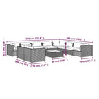 vidaXL Patio Lounge Set with Cushions - Stylish Poly Rattan Construction - Modular Design - Outdoor Use - Brown with Cinnamon Red Cushions
