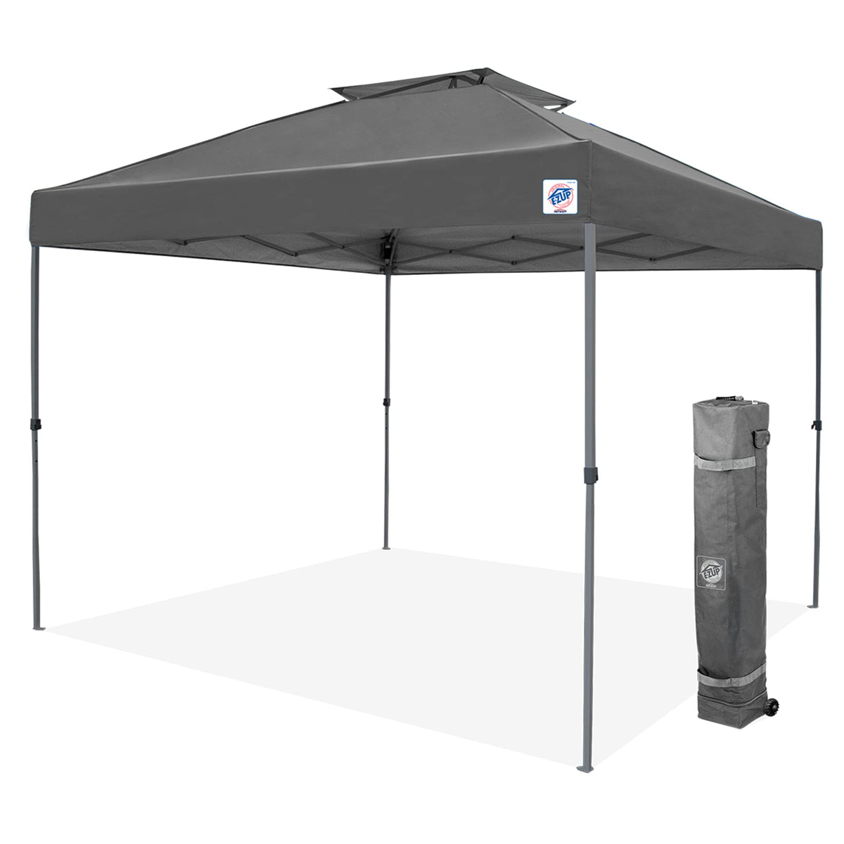 E-Z Up Patriot One-Up Technology Vented Shelter, 10' X 10', Steel Grey