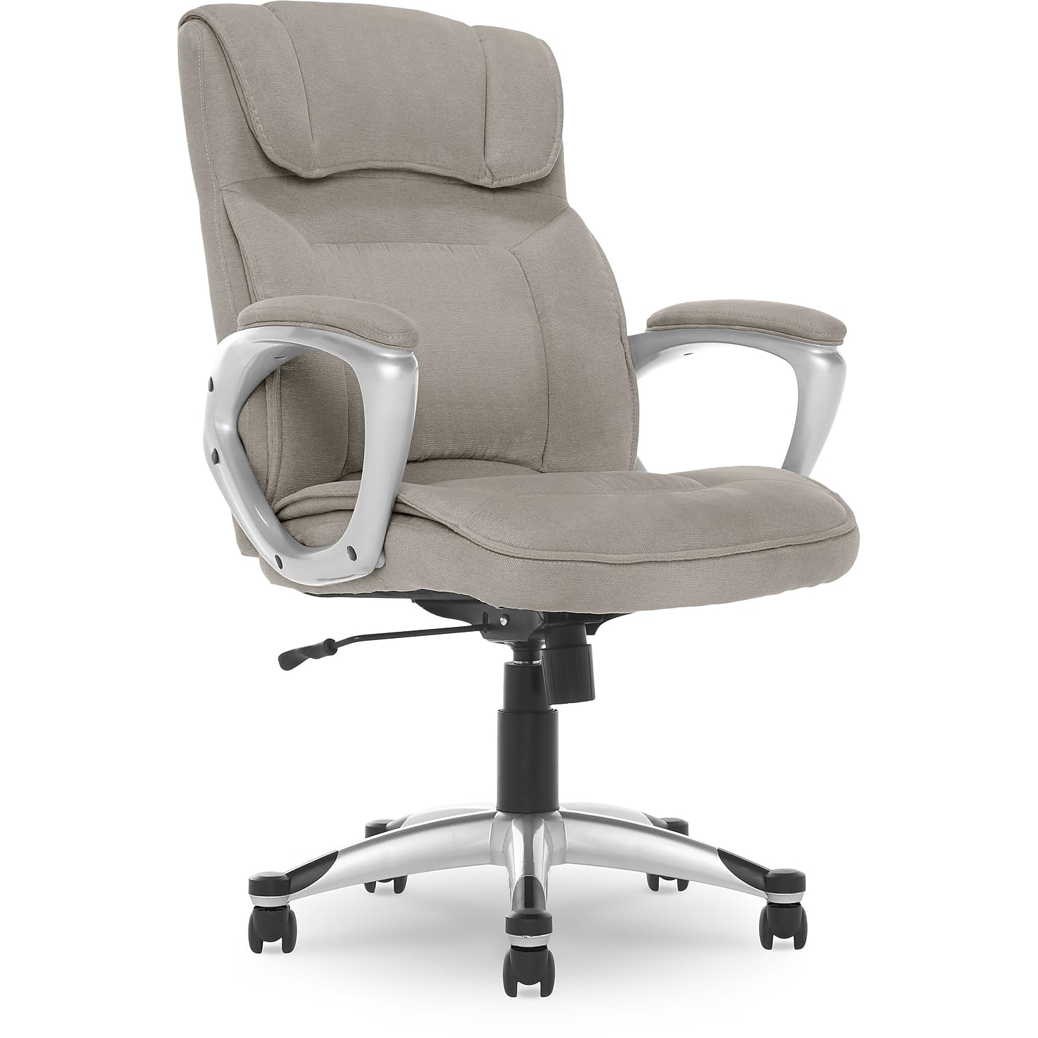 Serta Executive Office Chair Ergonomic Computer Upholstered Layered Body Pillows, Contoured Lumbar Zone, Microfiber, Black Base,