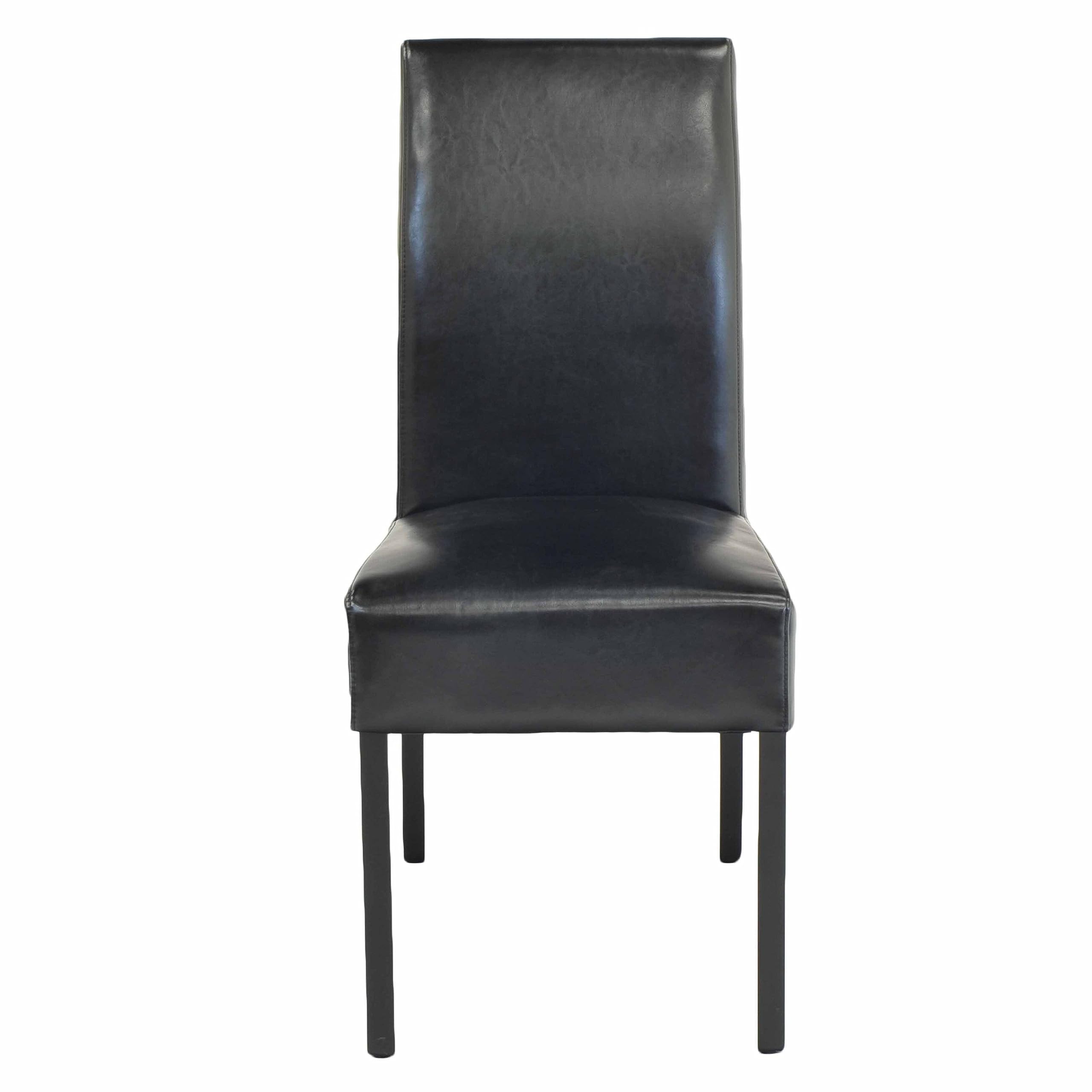 New Pacific Direct Valencia Bicast Leather, Set Of 2 Dining Chairs, Black