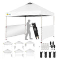 CROWN SHADES 10x10 Pop up Canopy Tent Instant Canopy with 150D Silver Coated Fabric Including 2 Half Sidewalls, 4 Ropes, 8 Stake