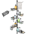 Shower Caddy Corner, 6 Tier Tension Pole Rod Bathroom Organizer Shelves, Adjustable Bathtub Shampoo Stand Rack with Towel Rack 2