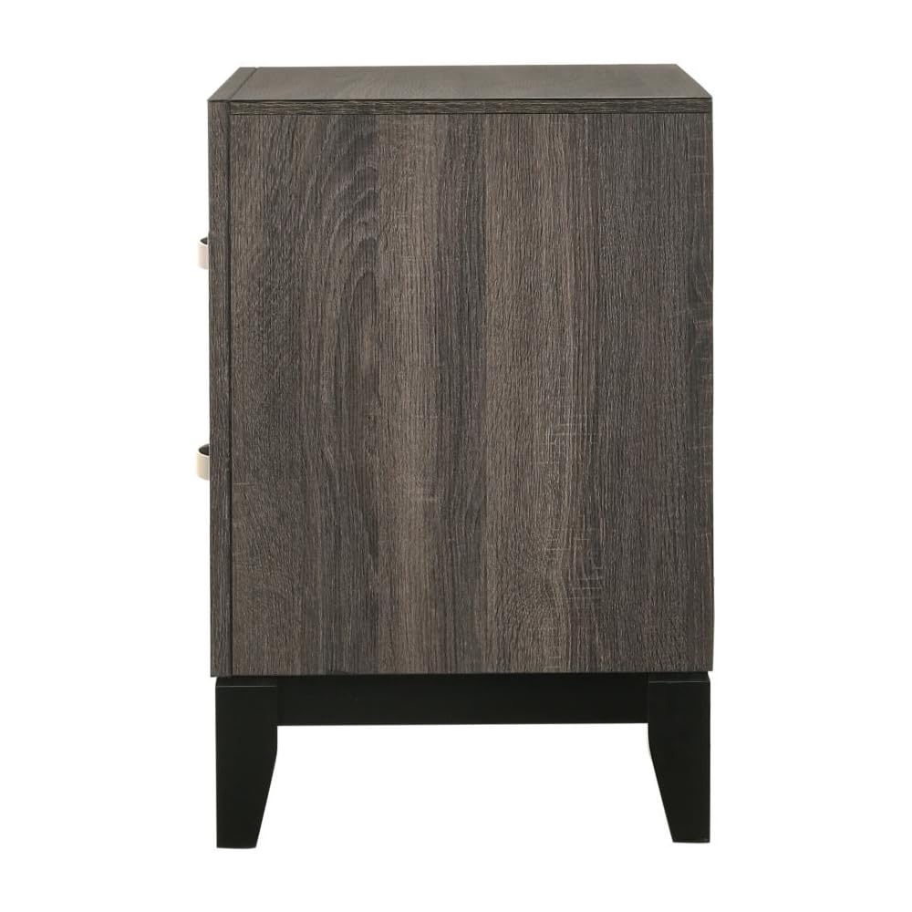 Coaster Home Furnishings Watson 2 Drawer Bedroom Nightstand Transitional Style Bedside Table Storage Drawers Grey Oak and Black 212422