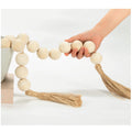 OMISHE Large Wood Bead Garland with 1.6 Diameter Wooden Beads and Tassels, Decorative Beads Boho Decorations for Home, 41 Long R