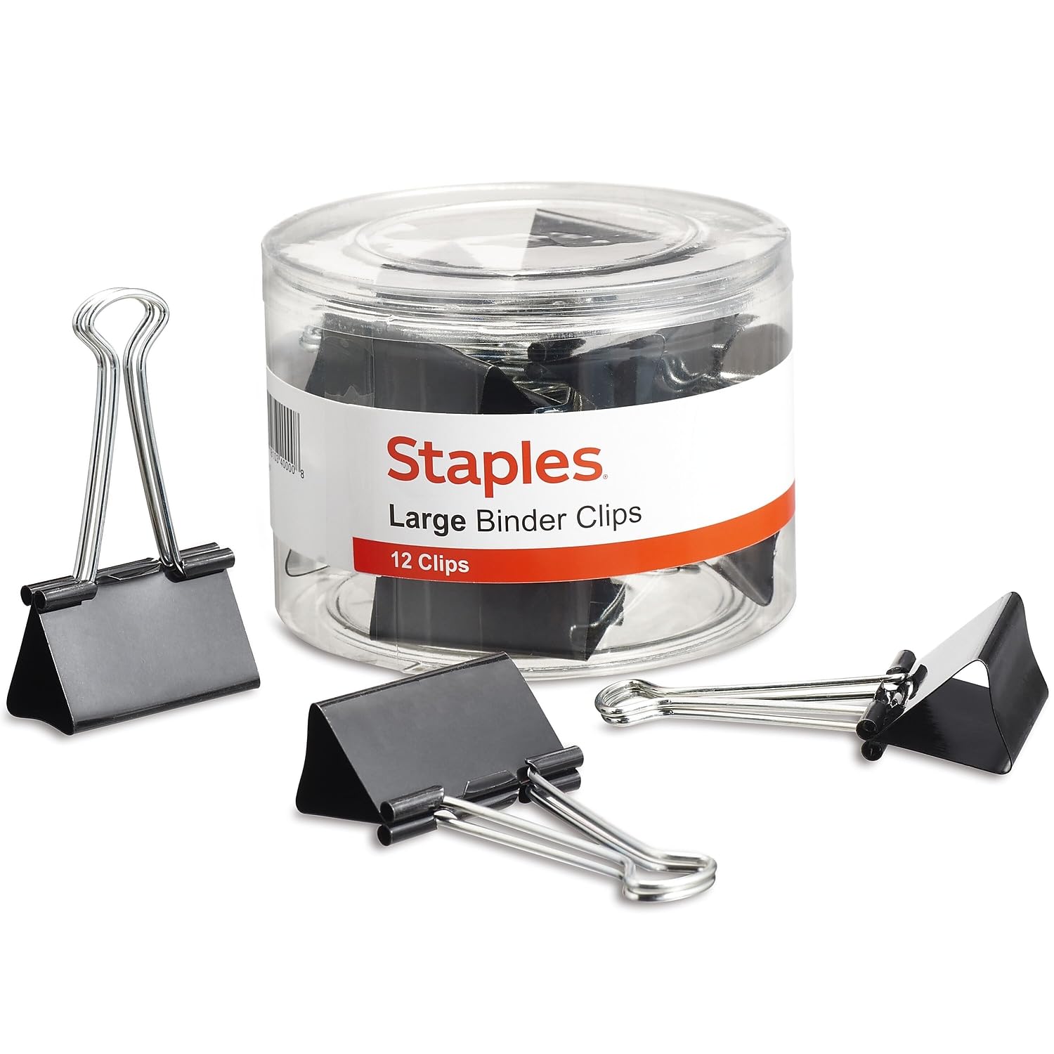 Staples Large Binder Clips, 1-Inch Capacity, Black, 12 Clips/Pack (10669-Cc)