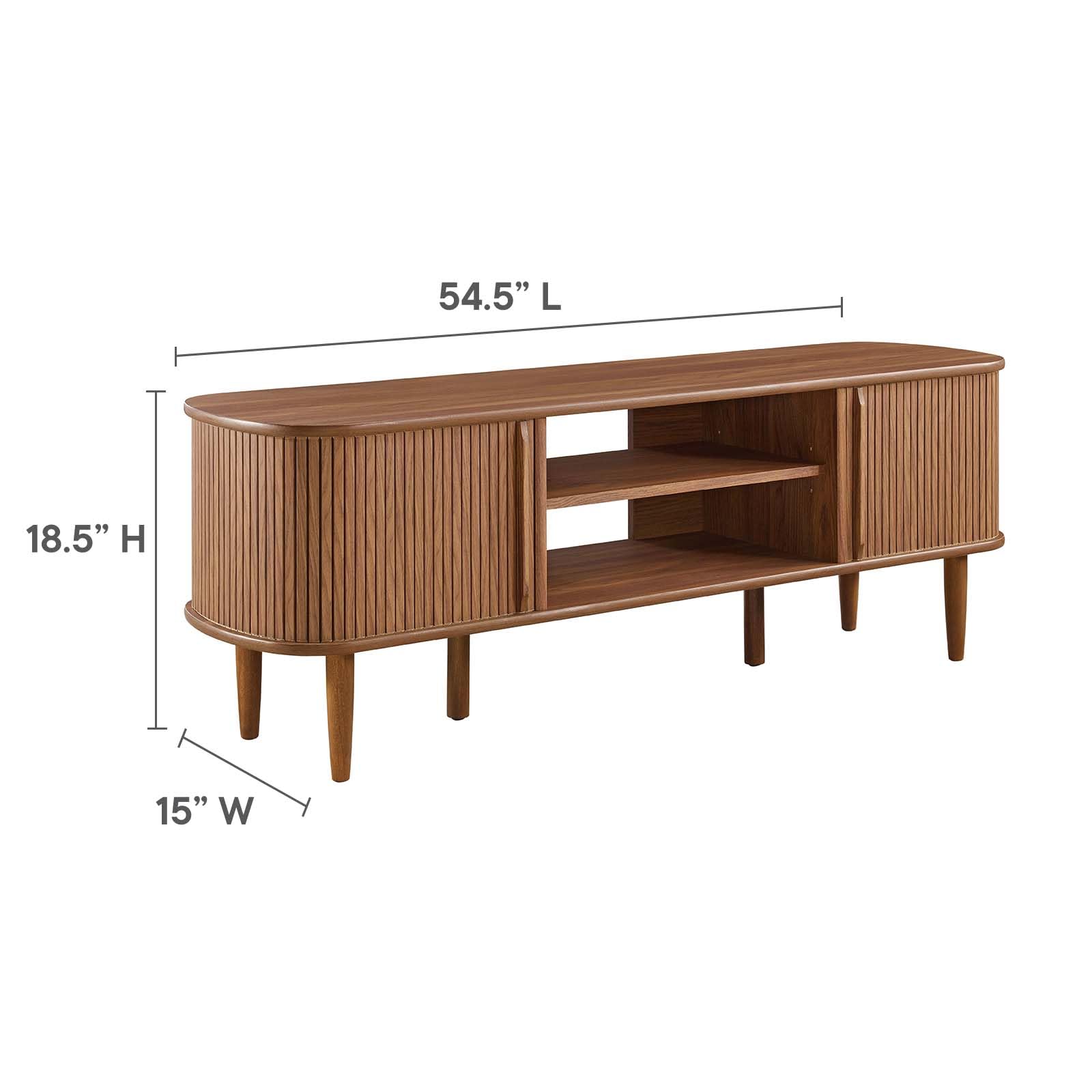 Modway Contour Mid-Century Modern Media Tv Stand In Walnut, 15 X 54.5 X 18.5